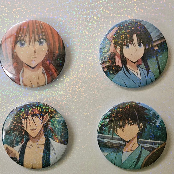 Rurouni Kenshin Holographic Pin Buttons 2.25 in (58mm)