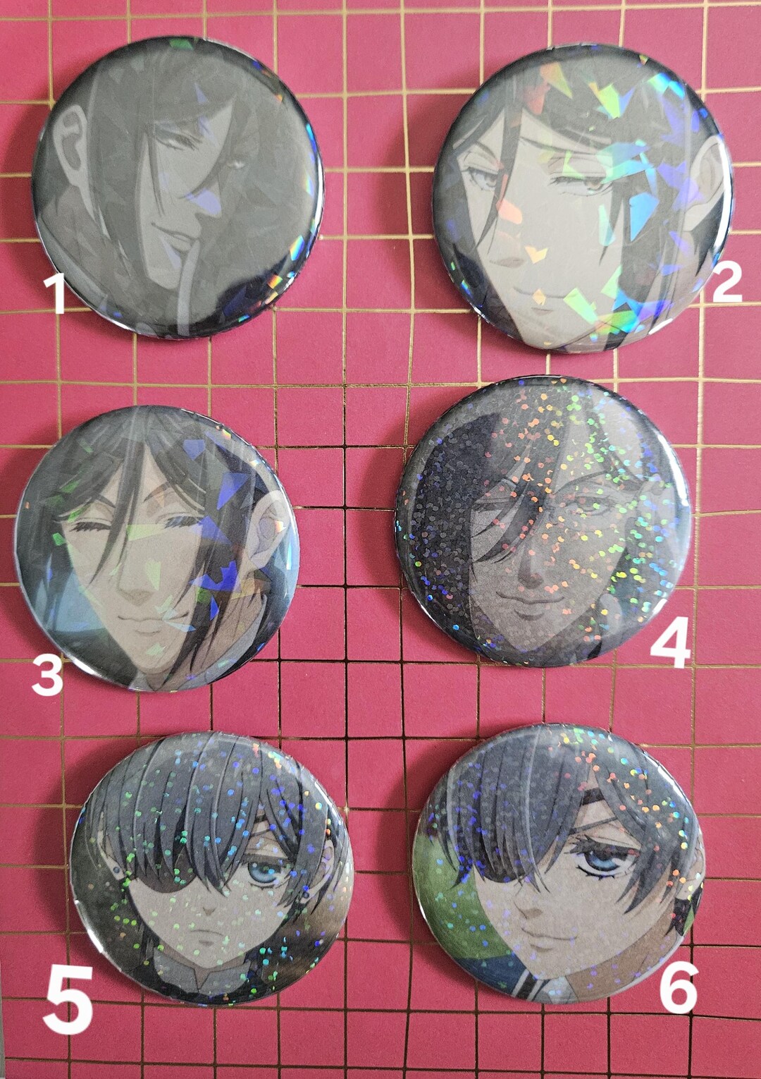 New Black Butler Holographic Pin/ Buttons 2.25 In - Etsy