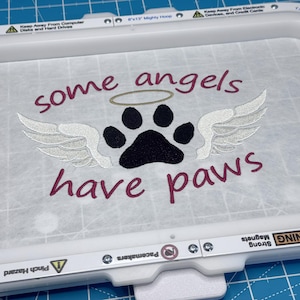 Some Angels Have Paws - Paw with wings Digital Embroidery Design. 4 sizes (4&quot;/6&quot;/8&quot;/10&quot;). 2 Styles. Multiple file types embroidery machines.