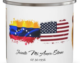 Christmas Dad Cup, Enamel Camping Mug, Peltre Camping Cup, Dad Mug, Custom Flags & Lion Mug, Personalized Gift, Travel Mug, Custom Photo Cup