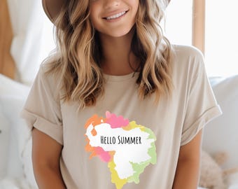 Bonjour T-shirt d'été, T-shirt pour les Vénézuéliens, cadeau pour les Vénézuéliens, t-shirt de vacances amusant, t-shirt d'été amusant, Franela venezolana, Mapa Venezula, regalo
