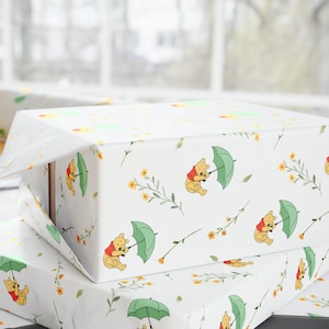 Gift Paper Classic Winnie the Pooh Birthday Baby Shower Paper Wrap Pooh Welcome Baby Children Gift Customizable Gift Paper Roll Classic Pooh