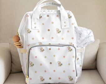 Baby Girl Pink Winnie Pooh Diaper Backpack Shower Gift New Mom Bag Pooh Bear Swaddle Blanket Newborn Outfit Personalized Welcome Baby Girl