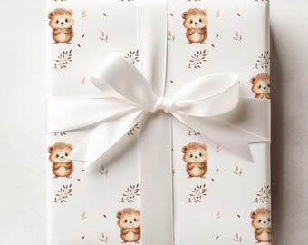 Hedgehog Gift Wrap: Woodland Baby Shower Wrapping Paper