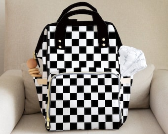 Mochila cambiador a cuadros, regalo personalizado para baby shower