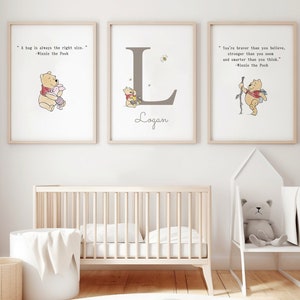 Winnie the Pooh Nursery Print Set: Custom Baby Name Decor