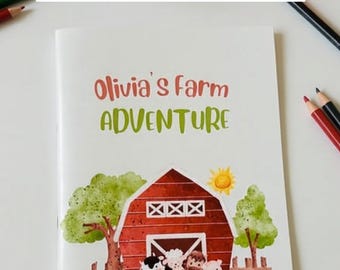 Personalized Farm Animals Coloring Book, Kids Activity Book