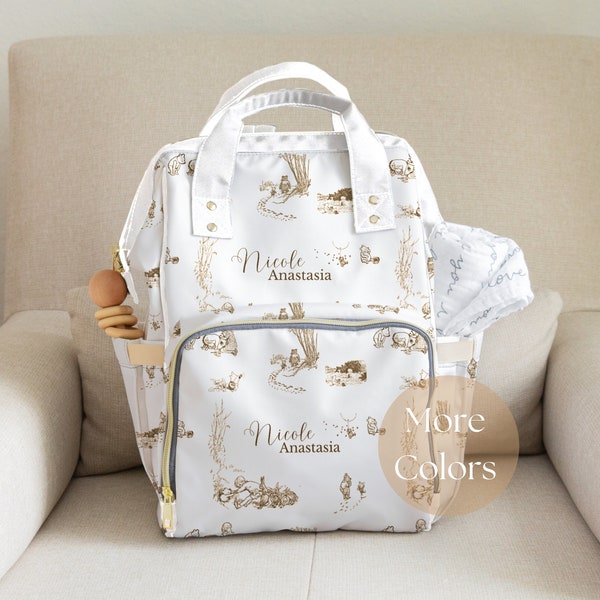 Winnie the Pooh Diaper Backpack, French Toile Baby Shower Gift