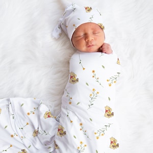 Classic Winnie the Pooh Baby Swaddle Girl Nursery Decor Neutral Baby Shower Gift Blanket Welcome Baby Boy Swaddle Pooh Custom Baby Blanket