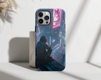 Futuristic Cyberpunk Ninja Cyberpunk Wallpaper Phone Case iPhone 15 14 13 Case iPhone Pro Max Aesthetic Protective Cell Phone Case for Him