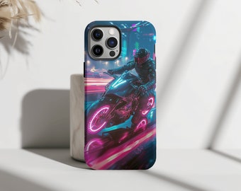 Futuristic Cyberpunk Motorcycle Cyberpunk Wallpaper Phone Case iPhone 15 14 13 Case iPhone Pro Max Aesthetic Protective Cell Phone Case