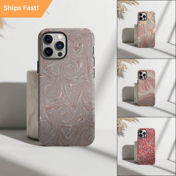 Marbled Paper Flyleaf Pattern Public Domain Artwork iPhone Case iPhone 15 14 13 Pro Max Iphone Casing Gift for Her Minimal Vintage Aesthetic