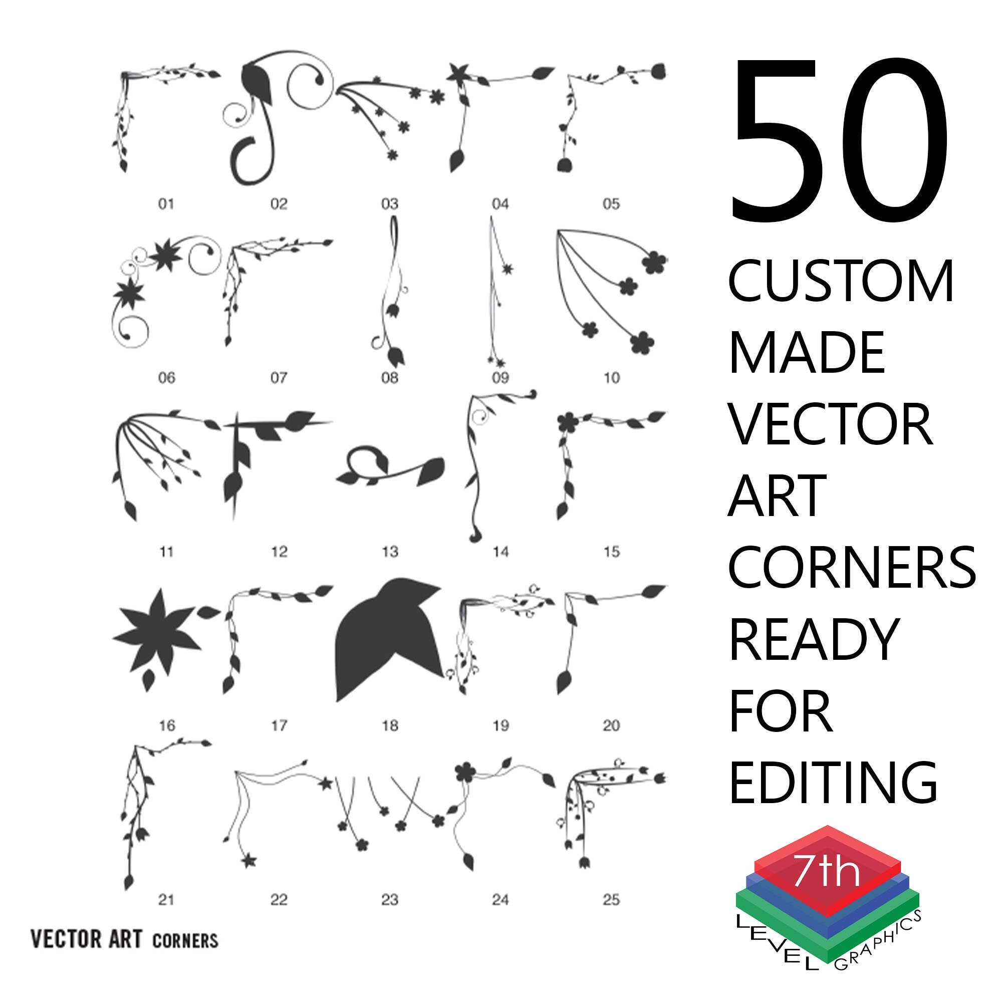 Vector Graphics Pack Vector Graphics Pack With 120 Editable Pieces - Etsy