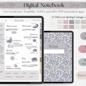 digital student notebook with hyperlinked sections Cornell note template iPad school notes GoodNotes Notability stickers academic PDF