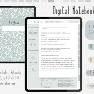 digital student notebook with hyperlinked sections Cornell note template iPad school notes GoodNotes Notability stickers academic PDF