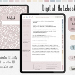 digital student notebook with hyperlinked sections Cornell note template iPad school notes GoodNotes Notability stickers academic PDF