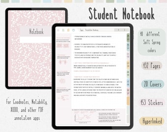 digital student notebook with hyperlinked tabs Cornell notes templates student organization for GoodNotes academic notebook for Notability