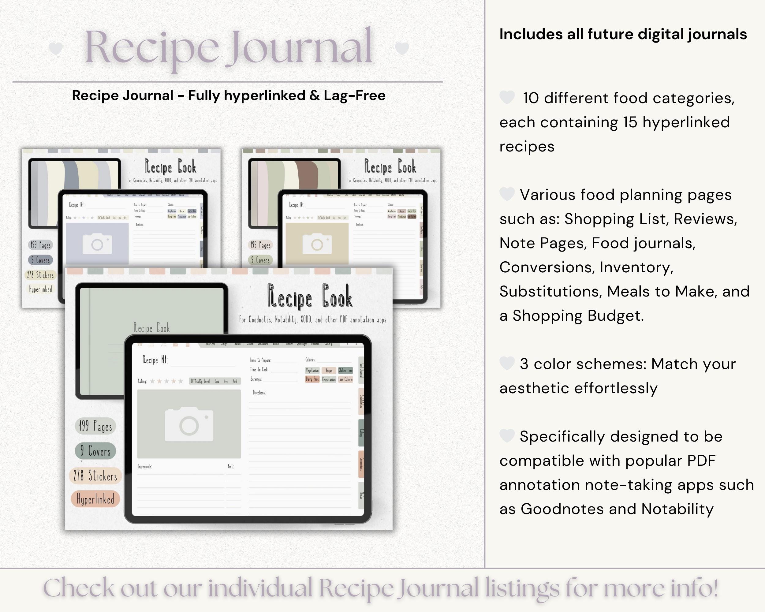 Digital Journal for iPad With Hyperlinked Tabs Self Care Notebook for ...