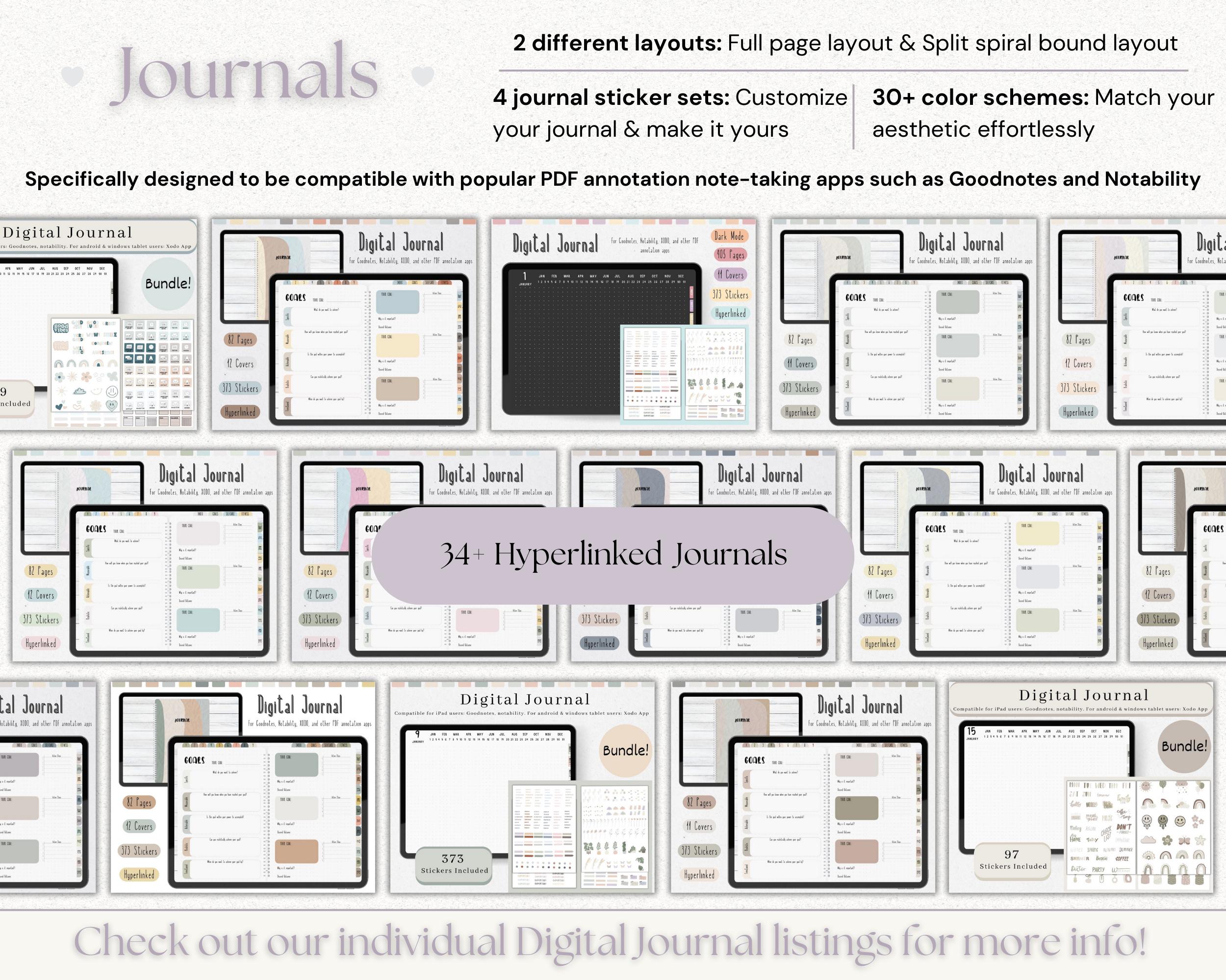 Digital Journal for iPad With Hyperlinked Tabs Self Care Notebook for ...