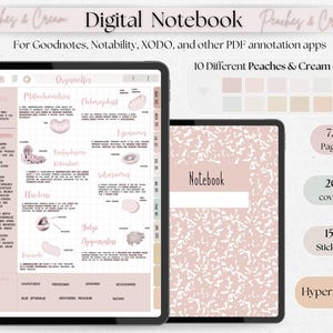 digital student notebook with hyperlinked sections Cornell note template iPad school notes GoodNotes Notability stickers academic PDF