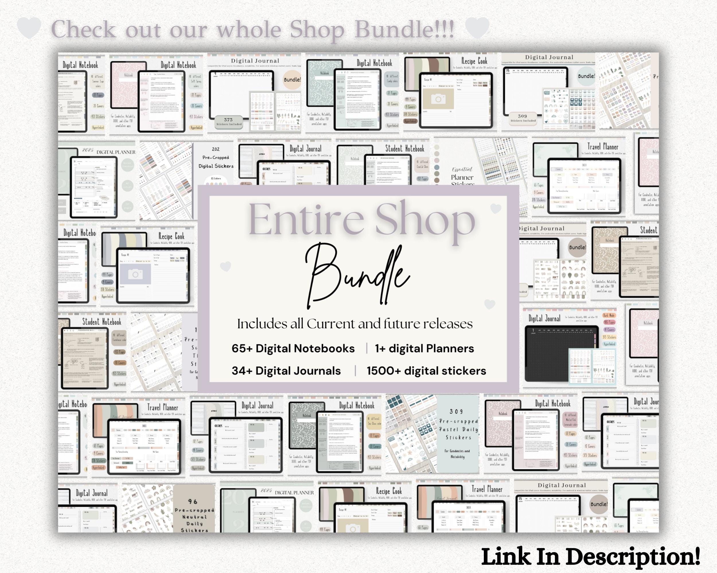 Hyperlinked Digital Notebook | Note Templates & Stickers | iPad ...