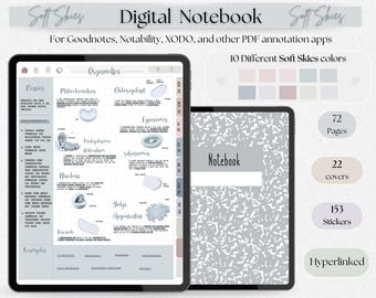 Hyperlinked Digital Notebook Cornell Notes Template Student Note-Taking iPad Notes Portrait Compatible with GoodNotes and Notability PDF