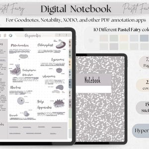 digital student notebook with hyperlinked sections Cornell note template iPad school notes GoodNotes Notability stickers academic PDF