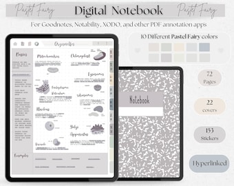 digital student notebook with hyperlinked sections Cornell note template iPad school notes GoodNotes Notability stickers academic PDF