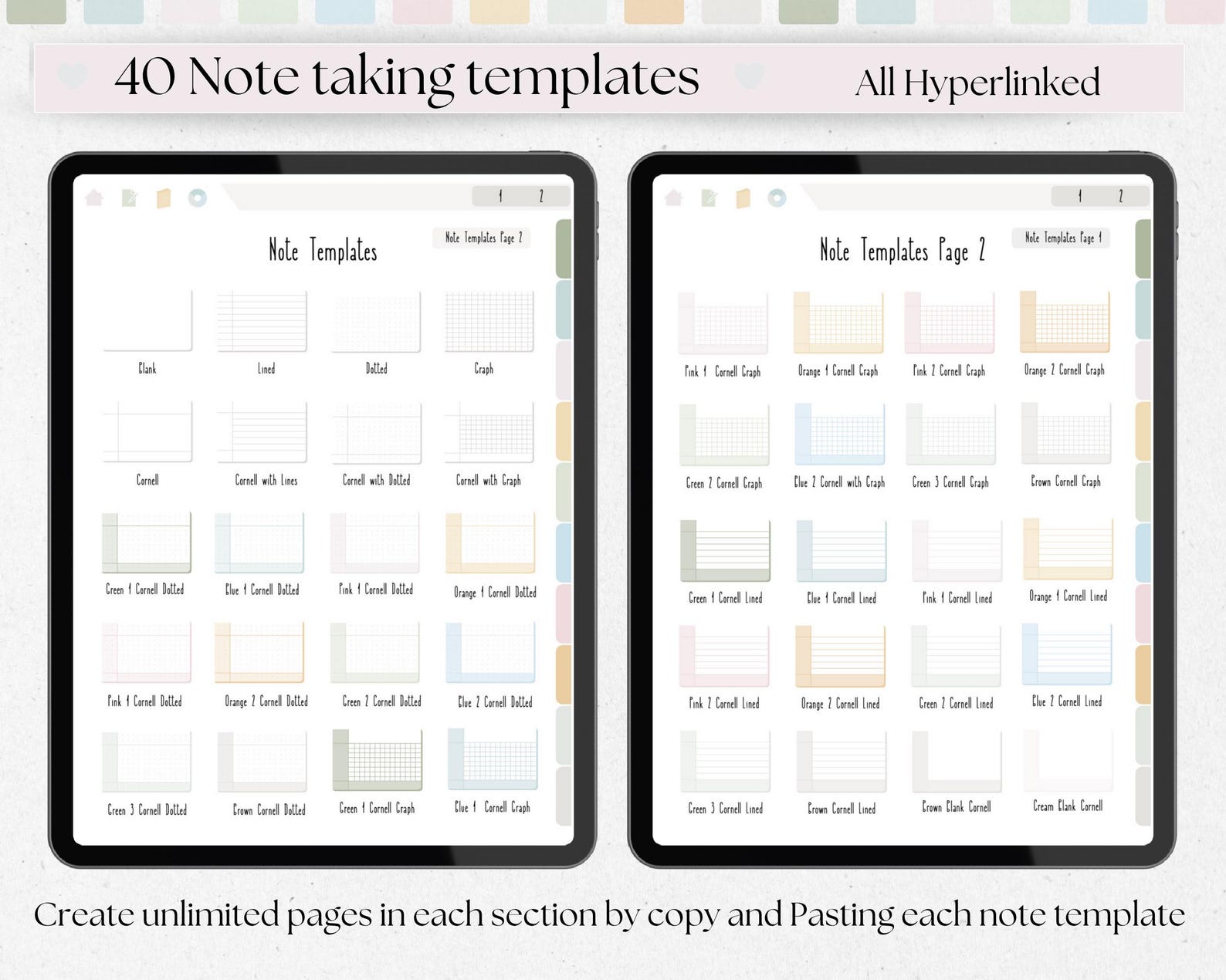 Hyperlinked Digital Note Template, Cornell Notes, Student Note Taking ...