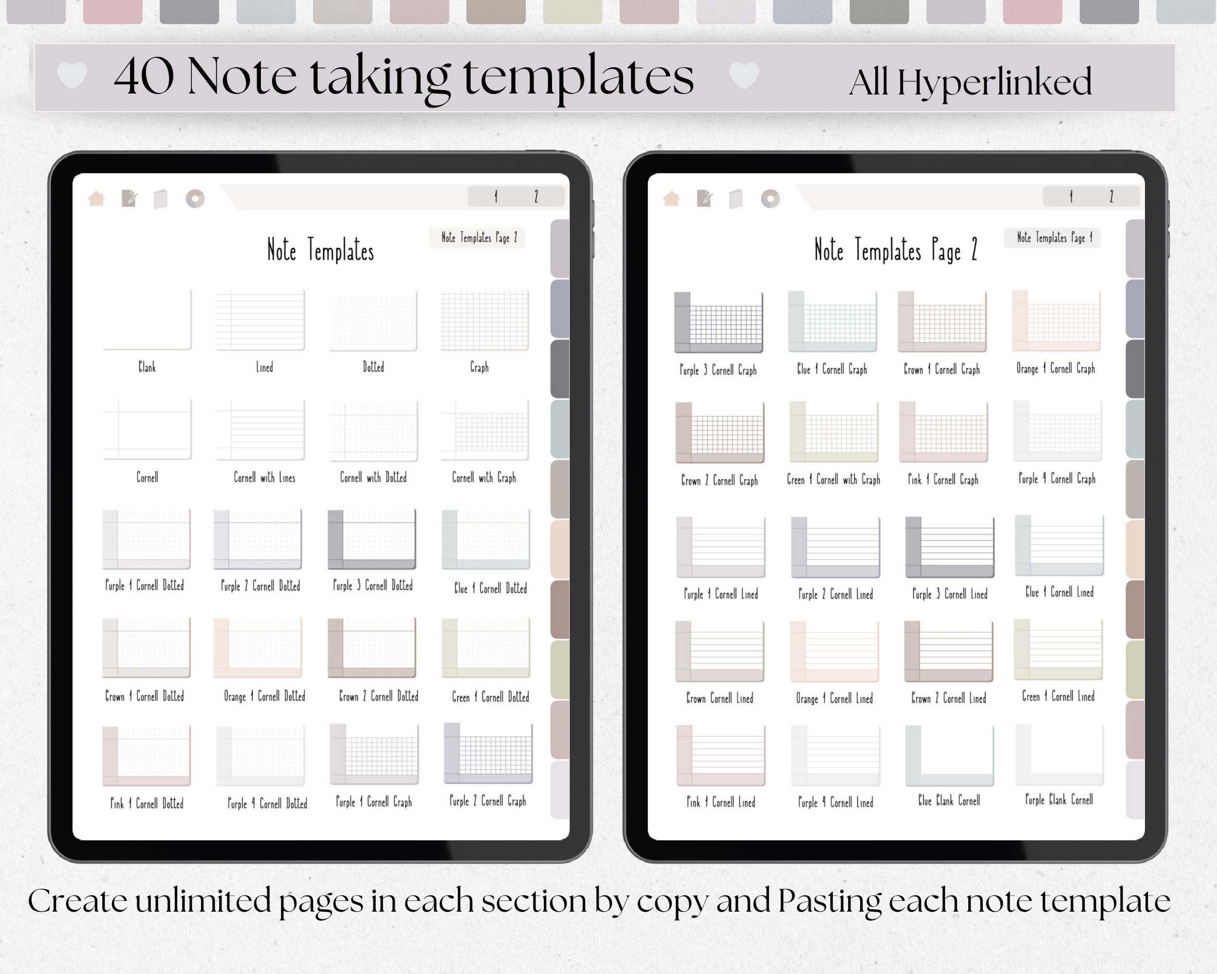 Digital Student Notebook With Hyperlinked Sections Cornell Note ...