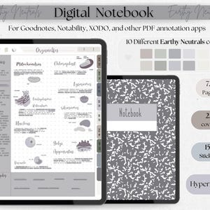 digital student notebook with hyperlinked sections Cornell note template iPad school notes GoodNotes Notability stickers academic PDF