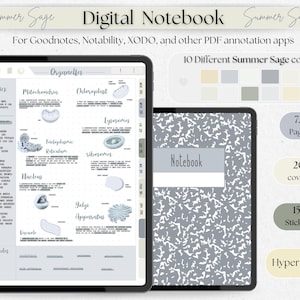digital student notebook with hyperlinked sections Cornell note template iPad school notes GoodNotes Notability stickers academic PDF