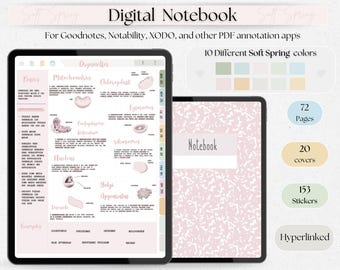Hyperlinked digital Note Template, Cornell Notes, Student Note Taking, Compatible with Goodnotes & Notability, Portrait, Student Notebook