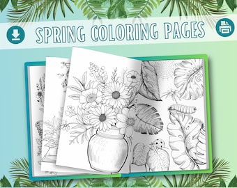 Spring Coloring Pages: 30 Floral & Bird Designs (PDF Pattern)