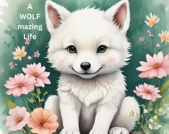 White Wolf Floral Design PNG | Sublimation Art (Digital Download)