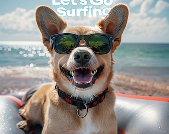 Surfing Dog PNG | Cool Pup Summer Sublimation Design