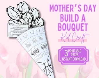 Mother's Day Build-A-Bouquet | Printable Flower Craft | Digital Download