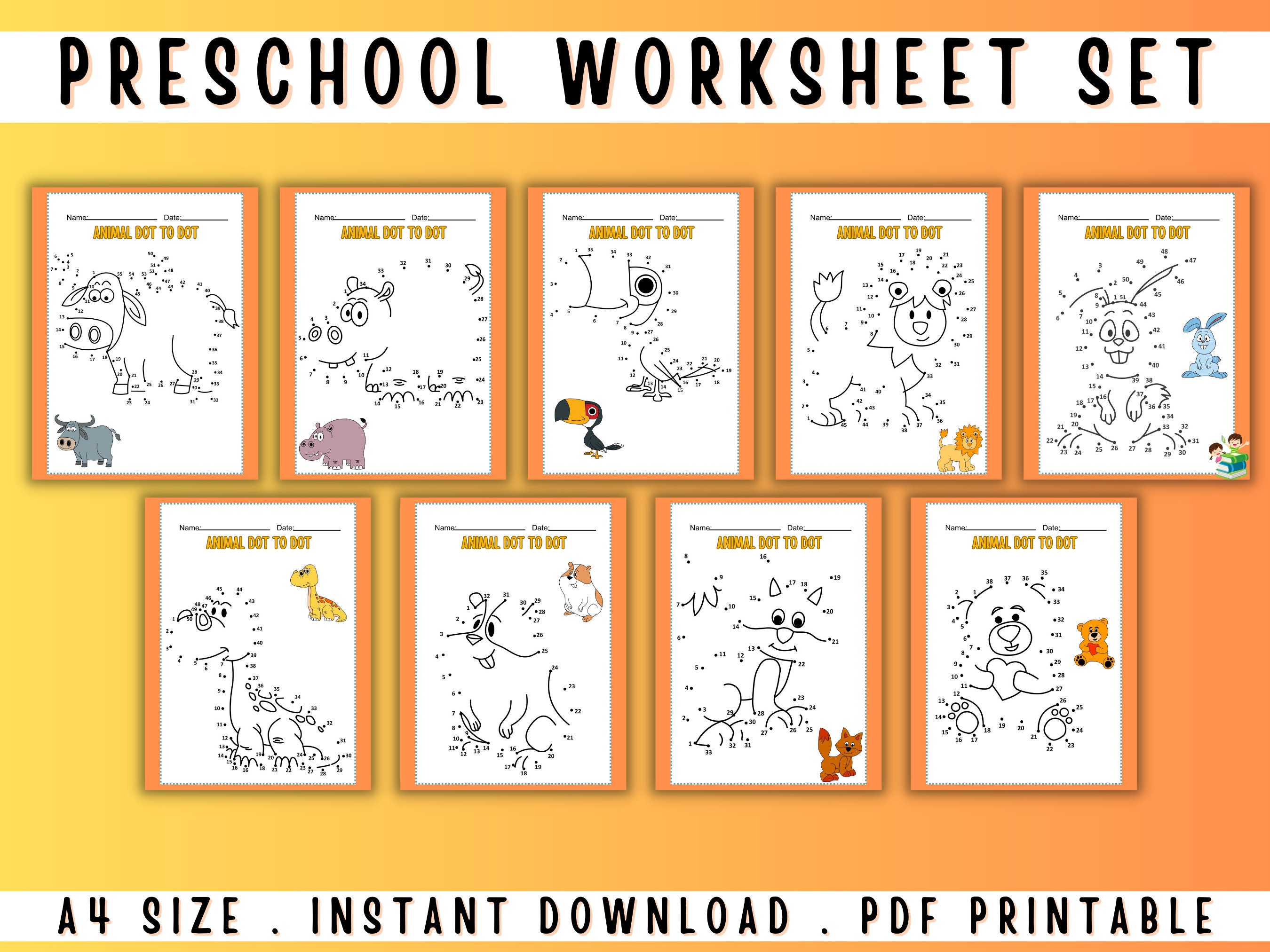 Preschool Learning Worksheets: Fun Early Learning Activities (PDF) - Etsy
