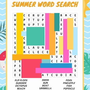 Summer Word Games for Kids: Printable Word Search & Maze (PDF) - Etsy