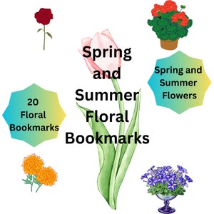 Frühling & Sommer Blumen Lesezeichen | &quot;Schöne Blumen-Thema Lesezeichen / Blumen Enthusiasten / Naturliebhaber / Frühling und Sommer Schönheit.&quot;