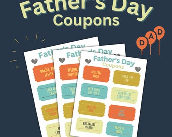 Coupons imprimables pour la fête des pères | Cadeau amusant et attentionné des enfants | Téléchargement numérique
