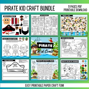 Pirate Kid Craft Bundle | Printable Games & Activities | Build a Pirate, I Spy, Word Search and More! Fun for Kids!