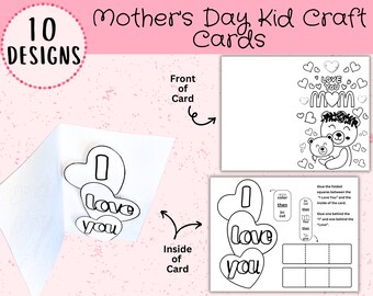 Mother's Day Coloring Cards: 10 Unique Kid Craft Designs (Digital Download)