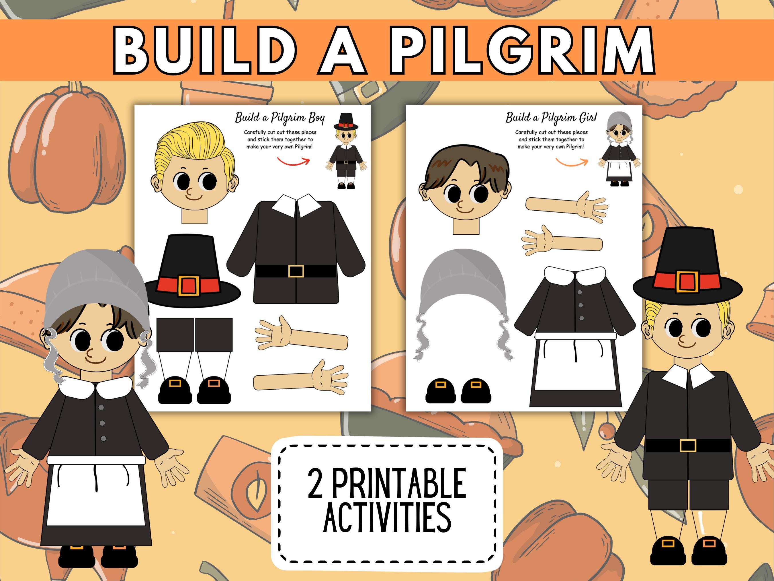 Thanksgiving Pilgrim Craft: DIY Cut & Assemble Activity (Digital…