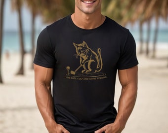 Cat Golf Tshirt, I Like Cats And Golf Shirt, Golf Lover Tee, Funny Feline Shirt, Cat Lover Tee, Retro Golf T-shirt