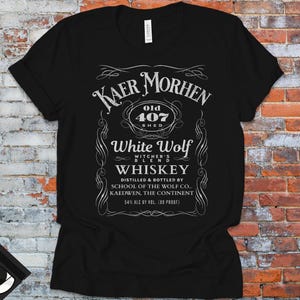 Witcher Kaer Morhen Whiskey White Wolf Inspired T-Shirt, Gaming Fan Gift, Geeky Graphic Tee, Distressed Vintage Style Shirt