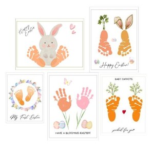 15 Oster Handabdruck Kunst Fußabdruck Frühling Ostereier Häschen DIY ausdruckbares Basteln für Kinder Kinder Baby Kleinkind Kindergarten Klassenzimmer Aktivität
