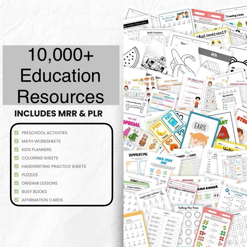 10,000+ Preschool & Kindergarten Learning Resources: MRR + PLR (digital ...