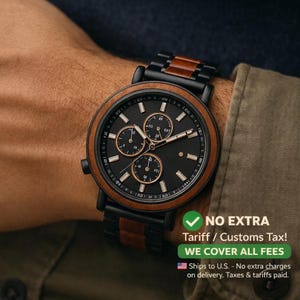 Gepersonaliseerde gegraveerd houten horloge, jubileumcadeau voor mannen - cadeau voor vader, cadeau voor hem