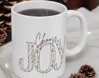 Choose Joy Floral Mug| Inspirational Quote | Gift Ideas |Ceramic Mug 11oz